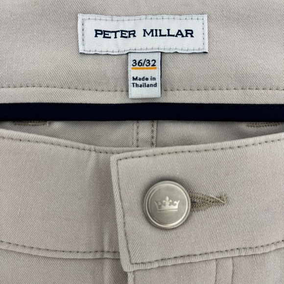Peter Millar EB66 Mens 36x32 Chino Pants Khaki Beige Classic Fit 2-Way Stretch - Picture 3 of 14